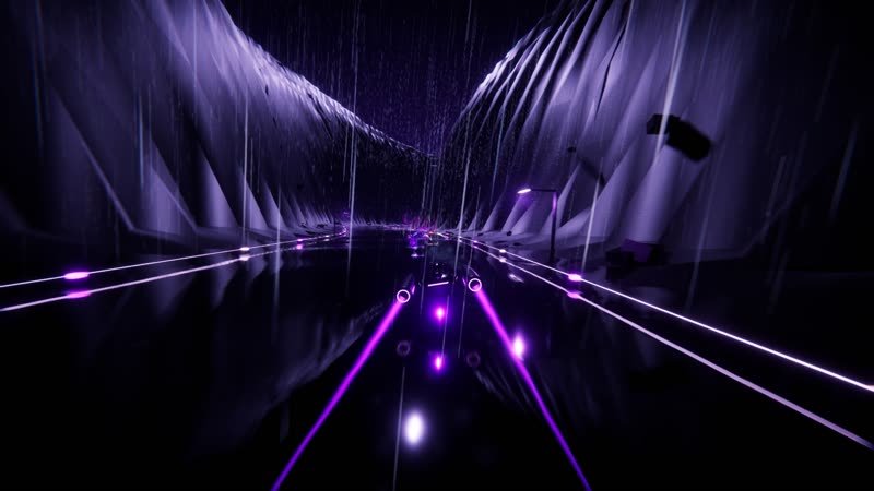 Hover racer on the Colorado River in the Grand Canyon, marked out in purple neon